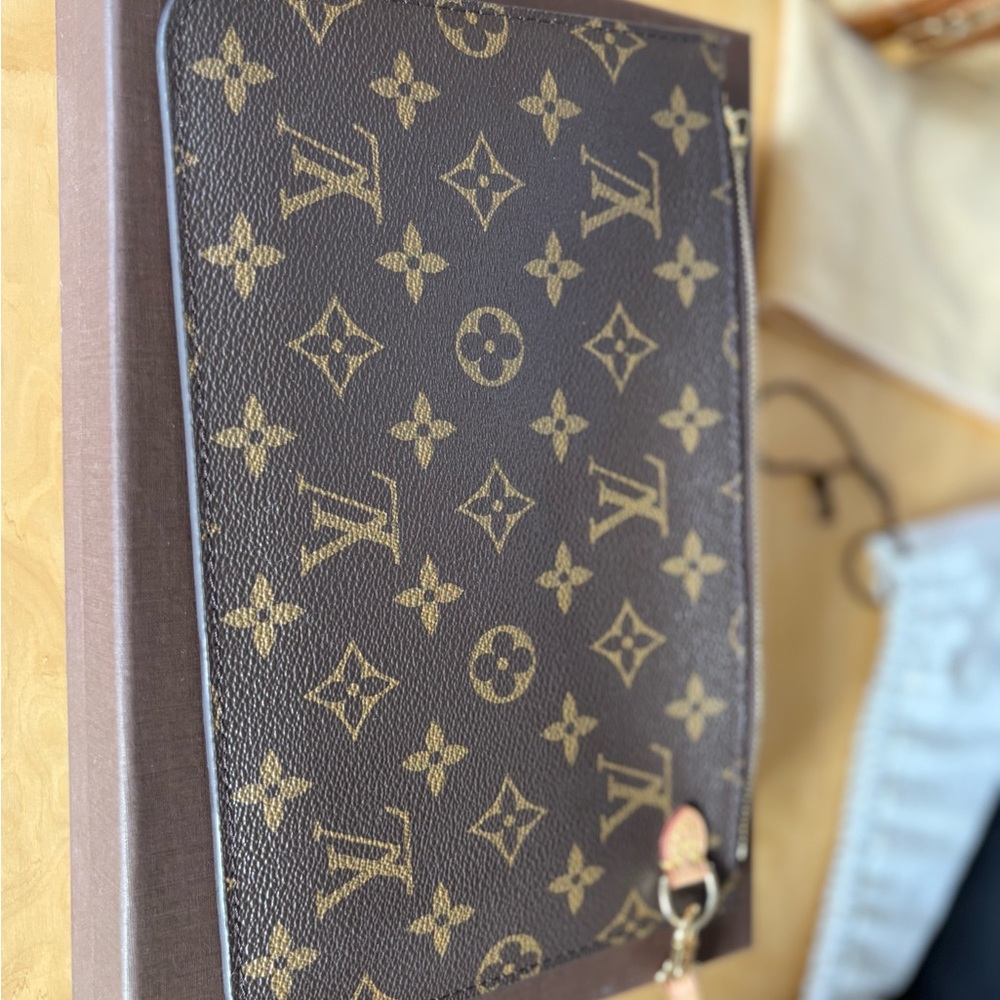 Louis Vuitton Monogram Zip Pouch in Brown and Gold Hardware